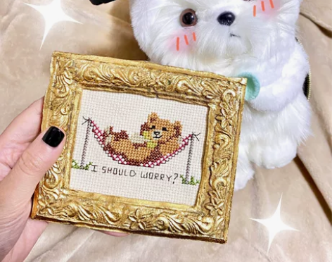 Vintage巨可爱小熊装饰画刺绣款 大小...