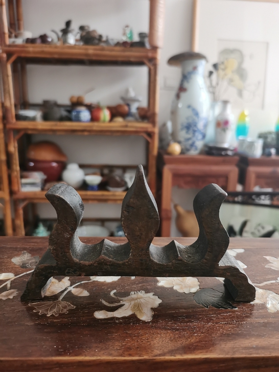 清代文房笔架，手工制作一木整雕上大漆老毛笔...