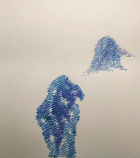 原创装饰画《印象太湖石》 使用国画颜料酞青...