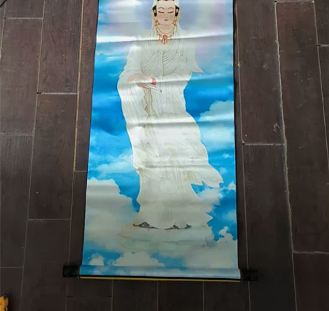 品名:观音丝绸卷轴画 成品尺寸:45x11...