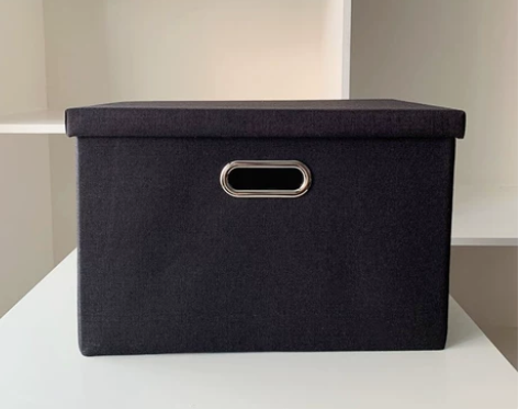 可折叠纯色布艺金属把手带盖收纳盒内衣衣服储...