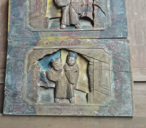 老木雕花板人物一对民宿茶馆装饰收藏 感兴趣...