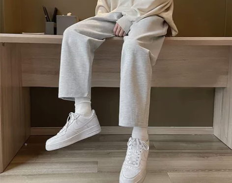 灰色卫裤男春秋男款宽松直筒运动休闲夏季薄款...