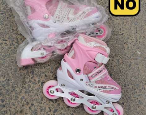 曼迪斯旱冰鞋34-37可调滑冰鞋粉色溜冰鞋...