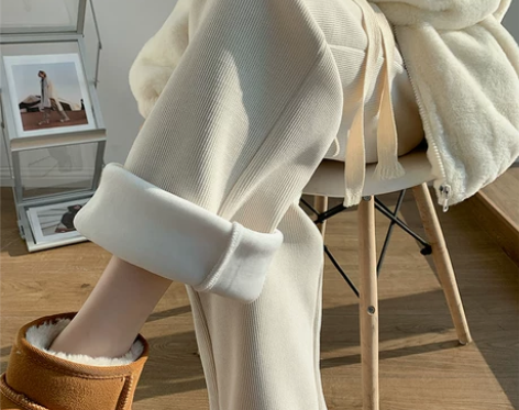 阔腿裤 阔腿裤长裤雪尼尔女秋冬季加绒高腰垂...