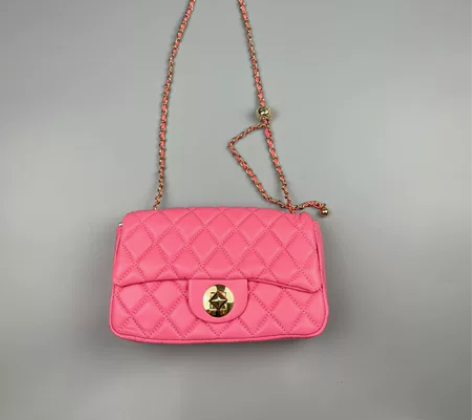 软绵羊皮菱格真皮女士链条斜挎包 全新 干货...