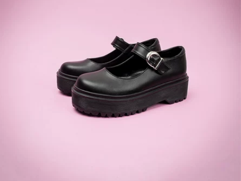 ?玛丽珍鞋女一字扣学院厚底圆头软妹ins小...