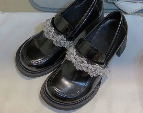 复古粗跟玛丽珍鞋女2021新款英伦风小皮鞋...