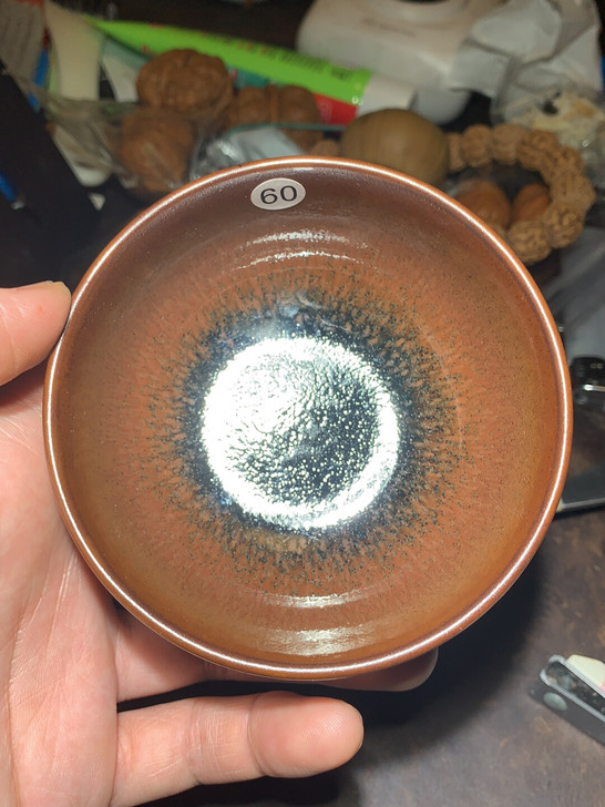 龙窑柴烧建盏纯手工铁锈斑 兔毫