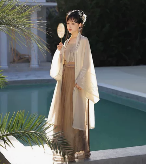 七月夕原创汉服 坠清影 绣花吊带立领长衫对...