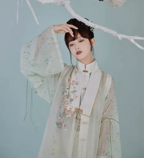 七月夕汉服明制  马面裙  有飘带和背后挂...