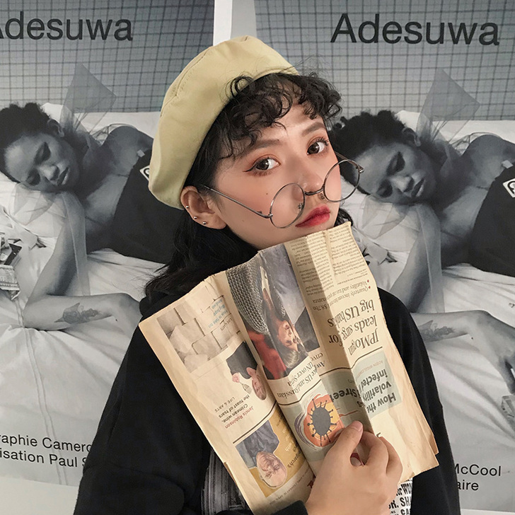 贝雷帽女ins英伦复古画家八角蓓蕾帽子秋冬...