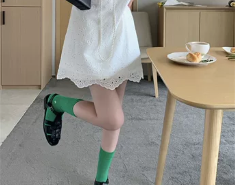 大F小Z好质感仙仙水溶刺绣短裙法式气质泡泡...