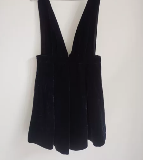 蓝色丝绒背带裙 衣长84腰围72 裙摆很大...