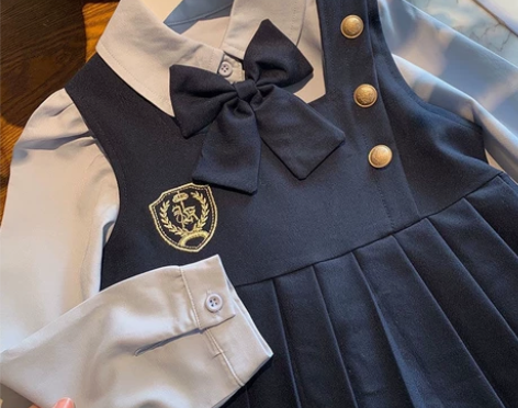 女童学院风连衣裙春装儿童2022新款衬衫裙...