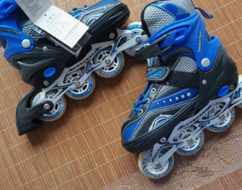 全新隆峰儿童溜冰鞋旱冰鞋蓝色发光炫酷 35...