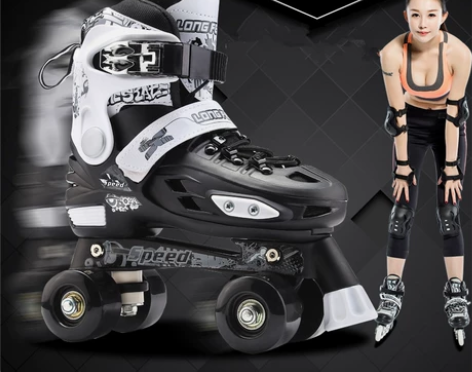 隆峰正品溜冰场溜冰鞋儿童双排轮滑鞋成人成年...