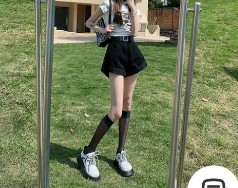 黑色大码牛仔短裤女2022年夏季新款高腰宽...