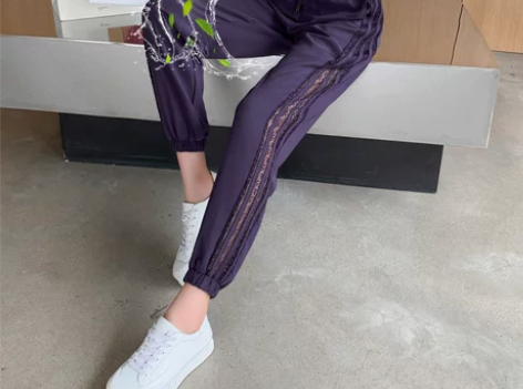 2022夏新款运动裤女宽松束脚裤高腰薄款冰...