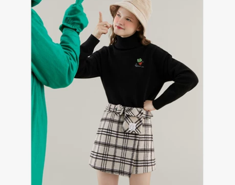 阔色秋冬新款休闲裤女高腰学院风格子复古a字...