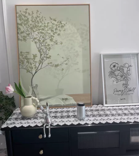 全新 北欧奶油风光影感绿植客厅装饰画原木沙...