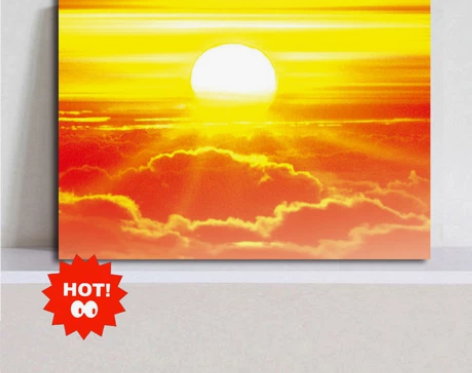 旭日东升装饰画客厅挂画玄关卧室镇宅风水壁画...