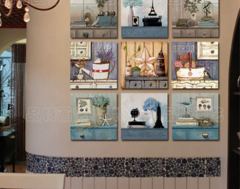 地中海欧式美式乡村田园客厅餐厅玄关过道装饰...