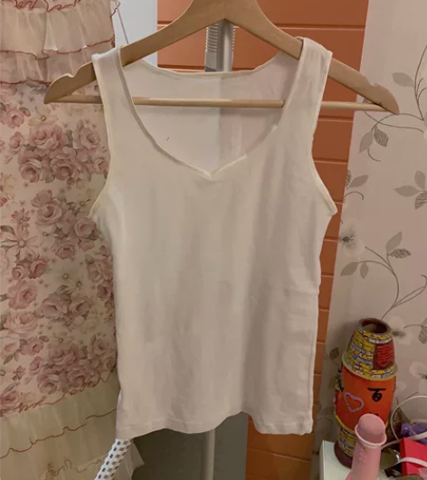 女士纯白色V领背心，超级简约百搭的一件，单...