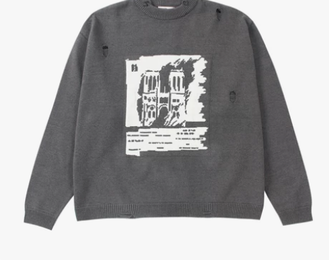 CODICE潮牌巴黎圣母院破坏毛衣男女嘻哈...