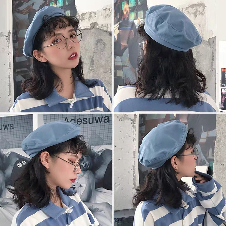贝雷帽女ins英伦复古春秋画家八角蓓蕾帽子...