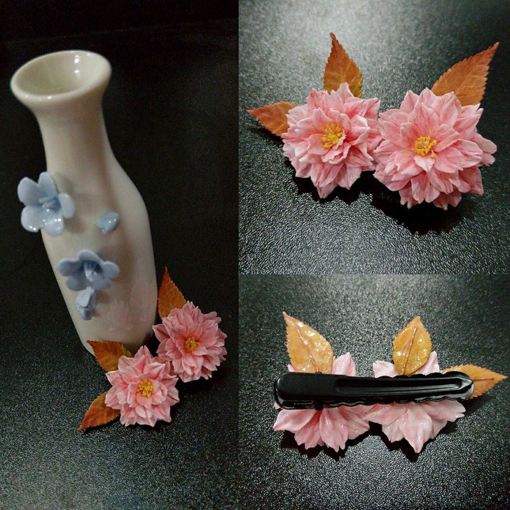扬州通草花樱花发夹 汉服仿真花配饰头饰缠花...