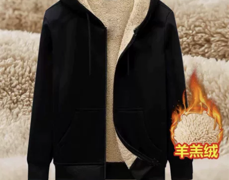 全新保暖两件套羊羔绒卫衣套装男士冬季加绒连...