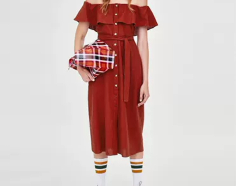 小星星国内正品代购 ZARA 女装 露肩连...