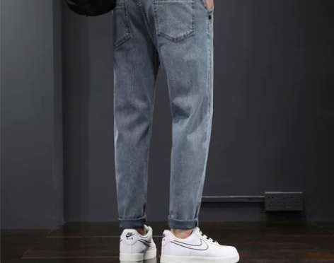 裤子男裤春季九分牛仔裤男士韩版修身小脚裤潮...