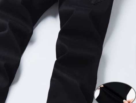 2022年黑色牛仔裤男秋冬加绒直筒宽松春秋...