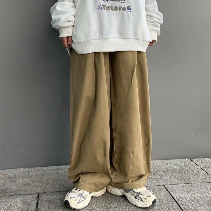 宽松休闲男女秋冬ins日系工装灯笼长裤高腰...