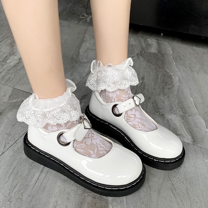 白色小皮鞋女日系英伦制服lolita单鞋百...