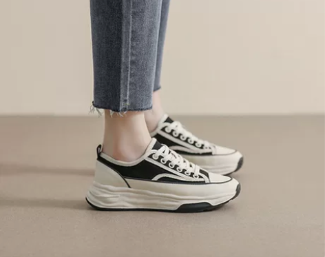 帆布鞋女ins潮厚底增高小个子透气超火小白...