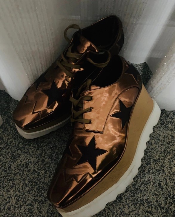 松糕鞋女厚底方头增高坡跟stella星星鞋...