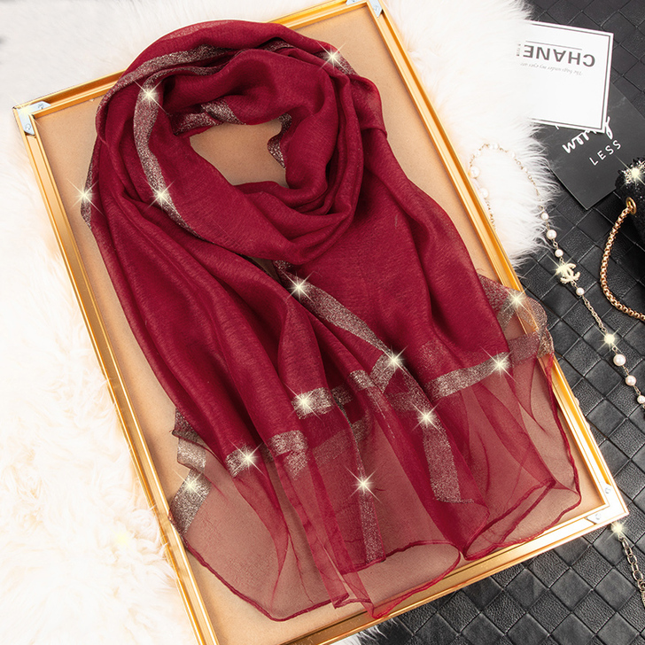 丝巾真丝桑蚕丝围巾女士长款纱巾百搭春秋季冬...