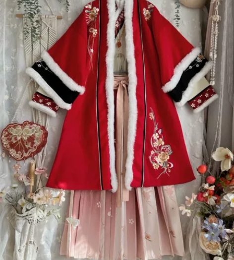 茗月萱原创[芙蓉]冬款宋制汉服女对襟长袄交...