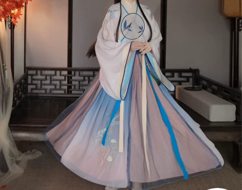 蝉佩凤羽汉服女中国风交领齐腰襦裙古装超仙飘...