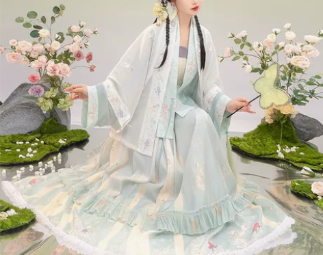 【清梳】花夕 宋制汉服 仅褙子，白色外褙子...