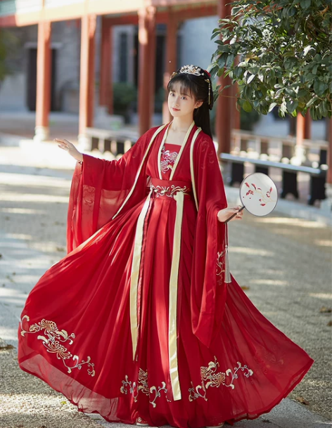 锦绣辞原创花之隐汉服女对襟齐腰襦裙大袖衫白...