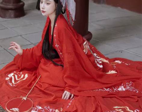 原创汉服，清梳汉服，红色全套，上衣＋下裙＋...