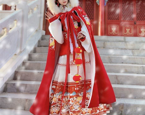 汉旭2021斗篷汉服女长款加绒加厚保暖外套...