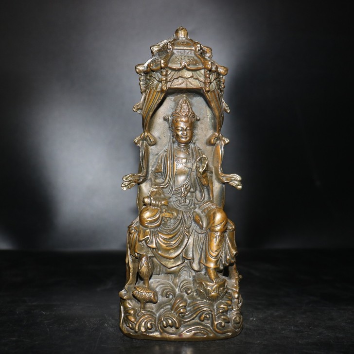 仿古一体铜西方三圣阿弥陀佛大势至菩萨观音佛...