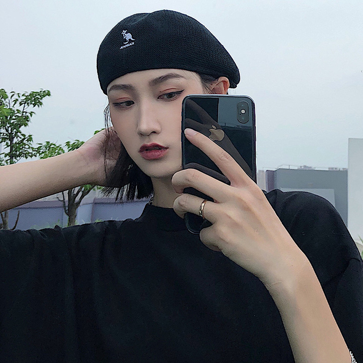 英伦复古黑色反戴贝雷帽女韩版潮牌ins潮人...