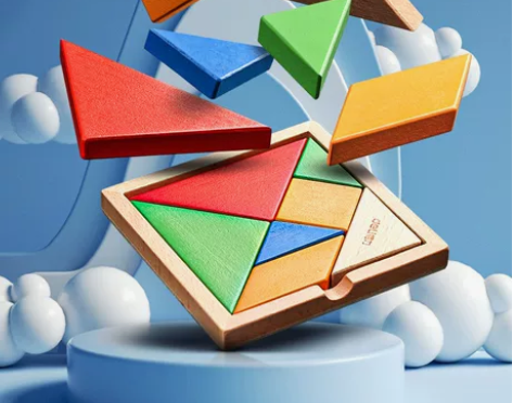 得力七巧板智力拼图 使用纯荷木制成七巧板，...