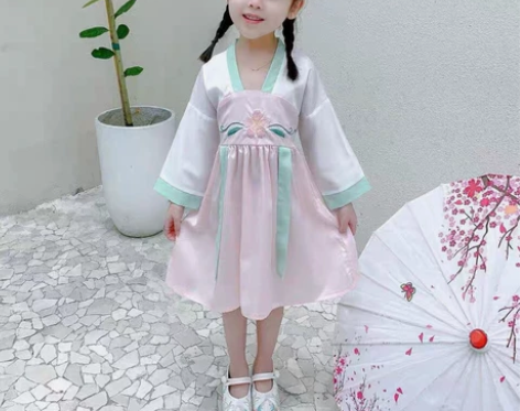 汉服儿童连衣裙春夏中小童古装刺绣唐装女宝宝...